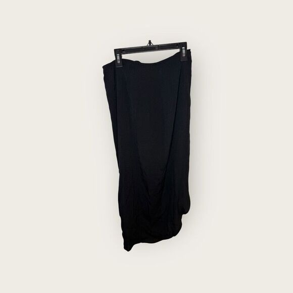 Reformation Wrap Flowy Midi Skirt Black Viscose/Rayon Size Small - Picture 3 of 6